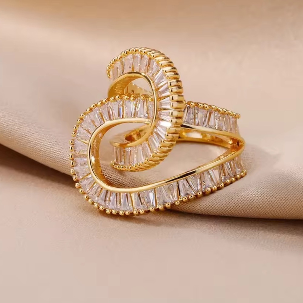 Gold Baguette Crystal Wrap Ring | Elegant Statement - Picture 2 of 14